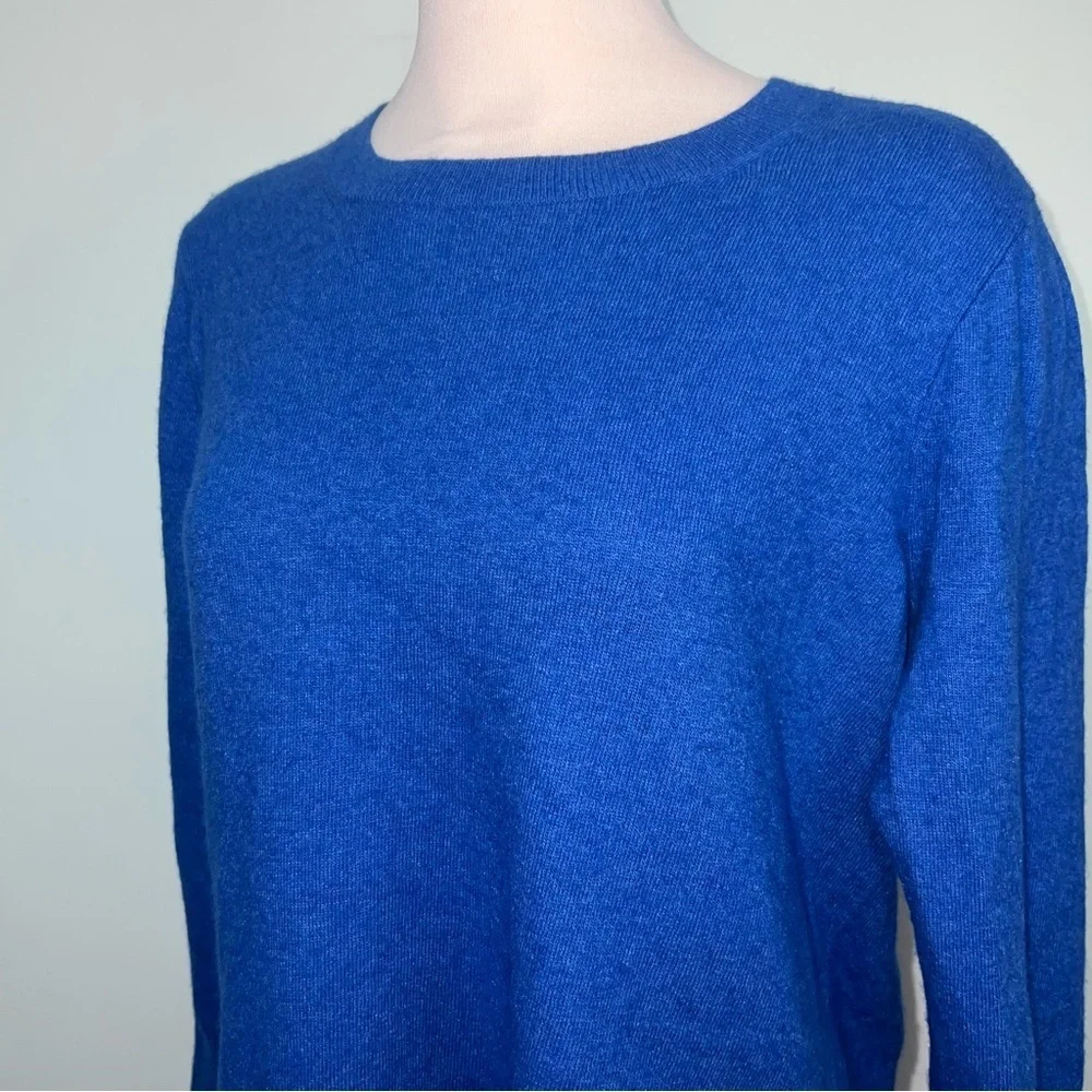 J.Crew Blue Merino Wool Blend Sweater Side Slit Hem Size Large